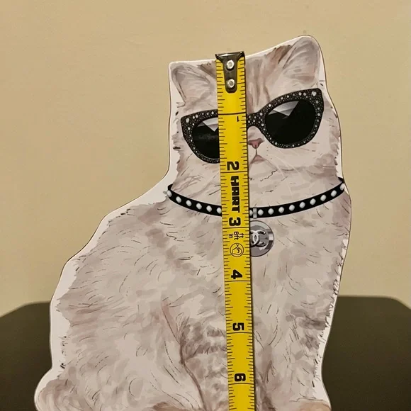 Chanel Cream and Black Cat with Sunglasses and Chanel Studded Collar - Picture 3 of 4